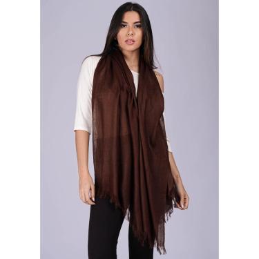 Imagem de Echarpe Lenço Feminino Liso Panamá Marrom - Único - Veste 38 ao 48-Feminino