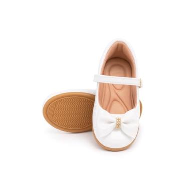 Imagem de Sapatilha Infantil Feminina com Laço Menina, Princesa, Batizado, Clássico, Solado Antiderrapante Confortável, 20 ao 34 (5167-laco-perolas-bco-20