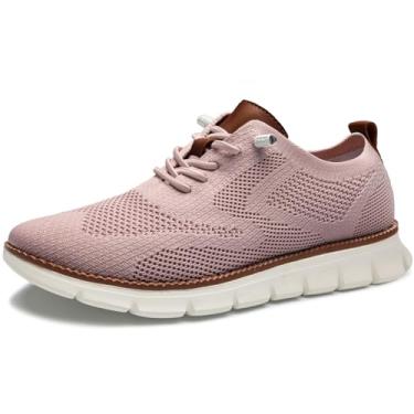 Imagem de Breeze Tênis masculino casual de negócios, calçado urbano confortável Breeze para homens, tênis social de malha Oxford, respirável superior Wearbreeze calçado, tênis leve com cadarço, rosa, 8.5 Women