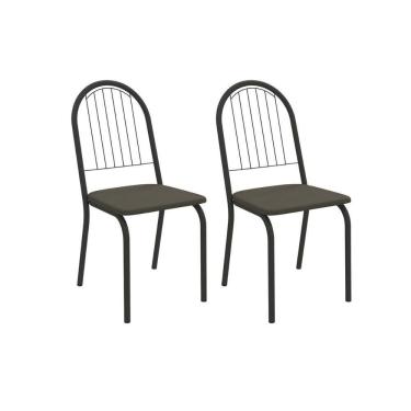 Imagem de Cadeira De Cozinha Noruega 2c077prf Aço Kit 2 Un Preto-suede Escuro - Kappesberg