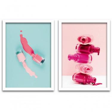 Imagem de Conjunto Quadros 2pçs 20X30 Esmalteria Moldura Branca