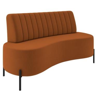 Imagem de Sofá 2 Lugares 160cm Pés Aço Preto Tamar Z08 Veludo Terracota - Mpozenato