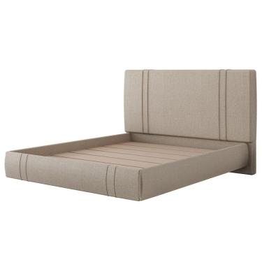 Imagem de Cama Queen Flutuante Com Cabeceira 160cm Lyra S05 Linho Bege - Mpozenato