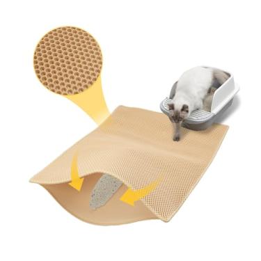 Imagem de DOTPURFECT Tapete de areia para gatos, 129 x 70 cm, tapete de armadilha de areia para gatos, extra grande, camada dupla, à prova d'água, design antiderrapante, reduz a dispersão de areia, fácil de