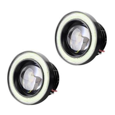 Imagem de Dogary Luz de neblina LED Angel Eye, 2 peças, lente super brilhante com abertura COB de 7,6 cm, lâmpada olho de peixe antivibração impermeável, luz diurna modificada universal para carros (azul claro)