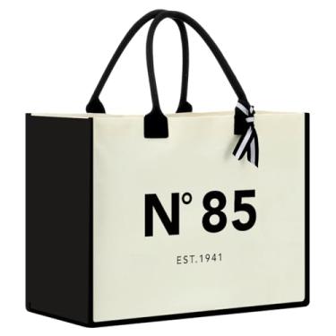 Imagem de NGLIV Presentes de aniversário de 85 anos para mulheres, presente para aniversário de 85 anos, sacola de lona, sacolas de compras, presente exclusivo de aniversário de 85 anos para mãe, esposa, tia