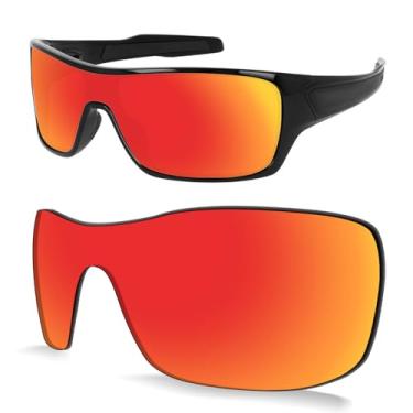 Imagem de Biyxpiv Lentes de substituição de 1,5 mm compatíveis com óculos de sol Oakley Turbine Rotor OO9307, antirriscos, Espelhado vermelho laranja