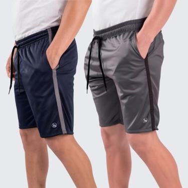 Imagem de Kit 2 Bermuda Helanca Esporte Faixa Lateral Academia Casual-Masculino