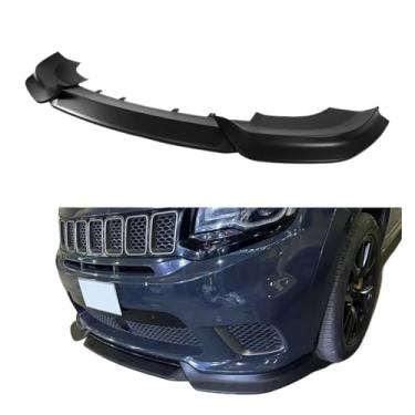 Imagem de Compatível com Jeep Grand Cherokee Trackhawk 2018-2021/Compatível com SRT 2017-2021. Spoiler dianteiro para carro, acessórios automotivos, acabamento em fibra de carbono preta brilhante.(Matte Black)