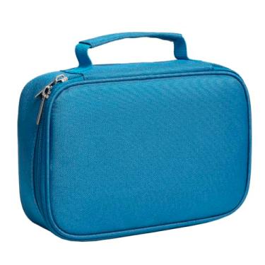 Imagem de Estojo Grande Box 2 Ziper Quadrado Escolar Divisorias BakPak (Azul Claro)