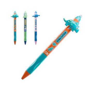 Imagem de Caneta Gel Retrátil Apagável CiS 0.7mm Azul Dino Verso Animais Colorido Aula Ponta Fina Texto