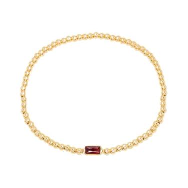 Imagem de Pulseira de pedra do mês de nascimento delicada para mulheres – Pulseiras elásticas modernas de amizade joias de aniversário presentes para aniversário, Natal, Dia dos Namorados, One Size, Aço de