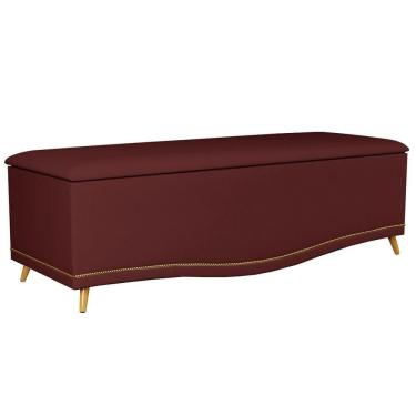 Imagem de Calçadeira Baú Queen 160cm Com Tachas Imperial J02 Veludo Vinho - Mpozenato