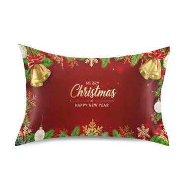 Imagem de SEHANY Capas de almofada de seda de bola de Natal para cabelo e pele, capas de almofada de cetim respiráveis macias e refrescantes com fecho de envelope, tamanho Queen (50,8 x 76,2 cm)