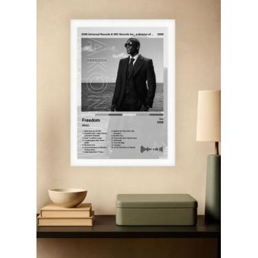 Imagem de Quadro Decorativo Akon Freedom (Black&white) Com Vidro Branca Tamanho: