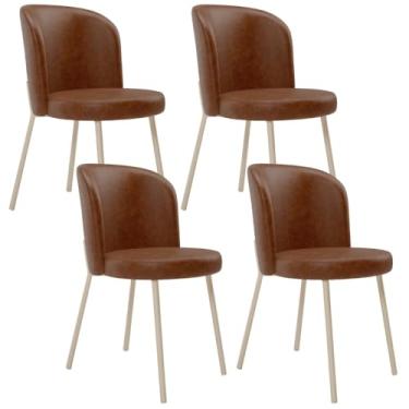 Imagem de Kit 04 Cadeiras Para Sala de Jantar Cozinha Estofada Gavi Arena L02 Couríssimo Marrom - Lyam Decor