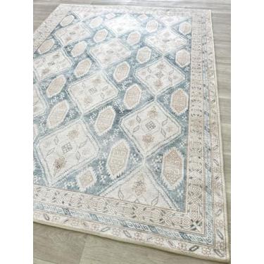 Imagem de Tapete persa moderno envelhecido, terracota, vintage, medalhão, geométrico, grande área, tapetes para sala de estar, quarto, banheiro, cozinha, casa (852 CBl, 2' x 3')