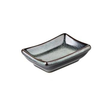 Imagem de prato de lanche Prato de condimentos cerâmica com compartimento duplo, prato criativo para mergulho doméstico, tigela molho compartimentada personalizada tigela de sopa(Pequeno)