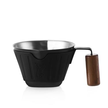 Imagem de Bincoo Copo medidor de café expresso de aço inoxidável 90 ml, copo de café expresso de bico duplo com alça, acessórios de café expresso para café doméstico (preto)