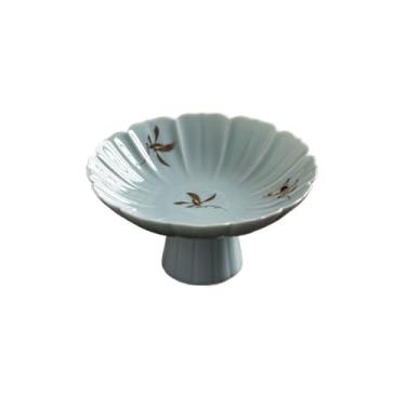 Imagem de prato de lanche Prato de pastelaria zen criativo prato alto requintado dim sum lanche redondo tigela mergulho tigela de sopa(Blue)