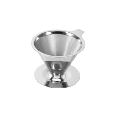 Imagem de Coador de Café Pour Over em Aço Inox, 6x10 cm, Filtro Permanente sem Papel, 400ml