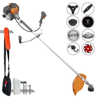 Imagem de Cortador de Grama Completa À Gasolina Tekna RL520P 2 Tempos 52cc 2HP Alta Performance Roçadeira Com Carretel de Nylon e Kit de 7 Opções de Corte