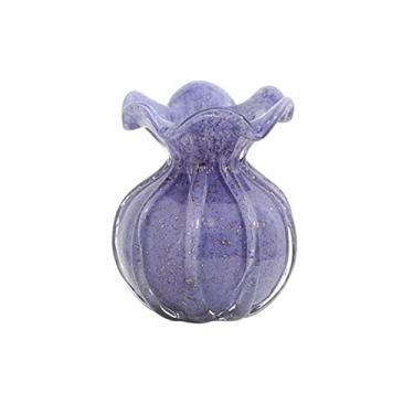 Imagem de Vasos decoração de casa personalizado elegante vidro colorido pequeno decoração sala de estar varanda mesa decoração vaso vasos de flores decoração de casa (cor: rosa, tamanho: cinza) (roxo vai