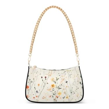 Imagem de CEBUGI Bolsas transversais femininas bolsa de ombro floral bolsa clutch elegante com alça de corrente