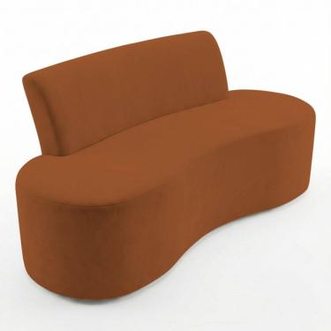 Imagem de Sofá Orgânico Sala de Estar Becca 180cm 03 Lugares Veludo Terracota - Desk Design