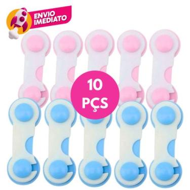 Imagem de Kit Trava Segurança Gaveta Porta Armário Cômoda Tranca Geladeira Prote