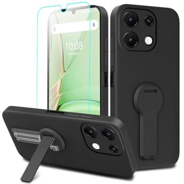 Imagem de Capa de telefone compatível com Umidigi Note 90 G9C G9T com protetor de tela de vidro temperado, rotação de 360° com suporte oculto/suporte oculto, capa protetora de silicone TPU para Umidigi Note 90