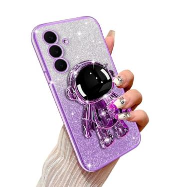 Imagem de Annyojo Capa para Samsung Galaxy S25 FE, capa luxuosa com glitter para mulheres e meninas, capa protetora de TPU macio à prova de choque para celular para Samsung Galaxy S25 FE, roxa