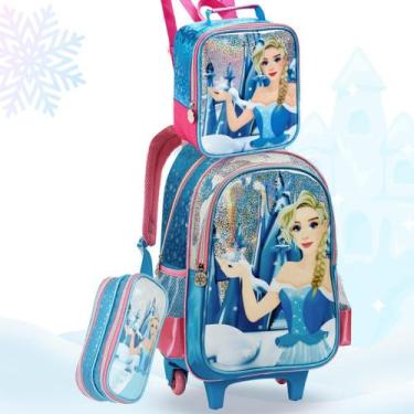 Imagem de Mochila Escolar Infantil Rodinhas com Lancheira e Estojo - Denlex, Fro