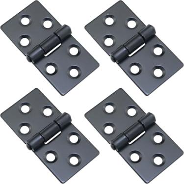 Imagem de FMHXG 4 peças Dobradiça de porta de ferro dobrável dobrável de 1,5 polegadas, dobradiça de abertura plana de ferro resistente, 7,6 x 3,8 x 1 cm para portas, janelas, armários, cercas, preto