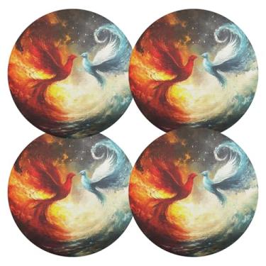 Imagem de Jogo americano de mesa Phoenix Dragon Fire Blue 38 cm, jogo americano de mesa de cozinha, tapetes de mesa laváveis, tapetes de mesa de PVC 4