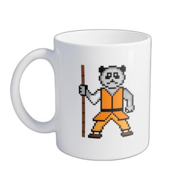 Imagem de Caneca Xícara de Café Porcelana 300ml Guerreiro Panda Pixel Art