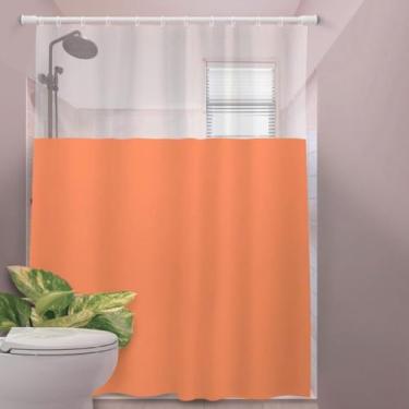 Imagem de Cortina de Box Banheiro Vinil com Ganchos – Cortina para Box Impermeável e Fácil de Limpar (SAIA LARANJA)