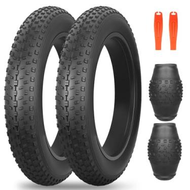Imagem de MEGHNA Pneu Fat Bike 50,8 cm Pneu de bicicleta elétrica Fat Tire 50,8 x 10,2 cm Heavy Duty Knooby Antiderrapante Dobrável Pneu Todo Terreno para Bicicleta de Neve Bicicleta Infantil E-Bike