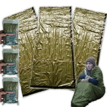 Imagem de Kit 3 Sacos Dormir VERDE 210x90 Emergência Reutilizável Sobrevivencialismo Camping Legendário Trekking Montanhismo