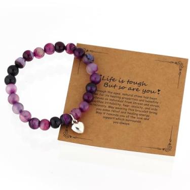 Imagem de Pulseira de contas inspiradora Life is Tough But So Are You Friends Sister Jewelry Get Well Soon Presente para mulheres, One Size, Generic, Sem Pedra Preciosa