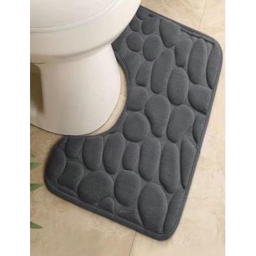 Imagem de 1 tapete de banheiro de espuma viscoelástica super absorvente, versão fina, tapete macio e confortável, tapete antiderrapante, fácil de secar, lavanderia, quarto, acessórios de banheiro, cinza escuro