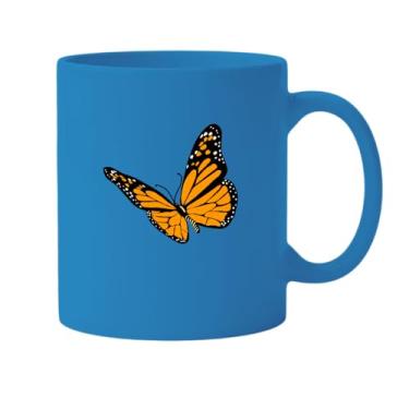 Imagem de Caneca Branca com Borboleta Monarca, Design Laranja e Preto, Cerâmica (3, Azul, Pequeno)