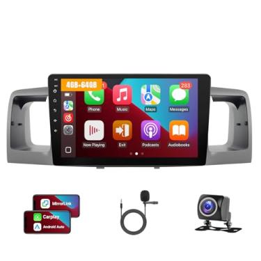 Imagem de Leadfan Rádio estéreo automotivo 4G + 64G para Toyota Corolla 2003 2004 2005 2006 2007 2008, com carplay sem fio, Android Auto, FM, chicote de fiação Plug and Play, GPS, SWC, MIC