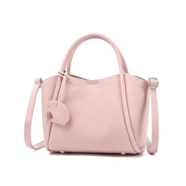 Imagem de Pequena bolsa transversal para mulheres, mini bolsa de mão de couro sintético com alça superior e alça ajustável, bolsa de ombro elegante, rosa