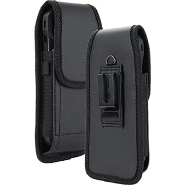 Imagem de Bolsa para scanner Zebra TC21 TC22 TC26 TC27, suporte vertical de couro vegano Nakedcellphone com clipe de metal forte e cinto seguro com ranhura para caneta/caneta - preta