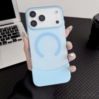 Imagem de SFDSUH Capa magnética para iPhone 16 com carregamento sem fio e proteção contra impactos (Azul)