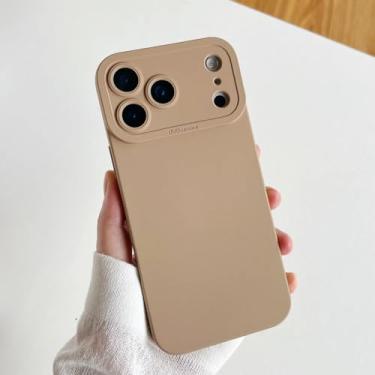 Imagem de SFDSUH Capa protetora de lente de câmera para iPhone 16 Pro, em silicone macio e resistente a impactos (para iPhone 16 Pro/Dourado Deserto)