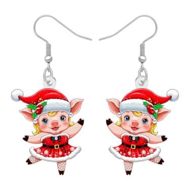 Imagem de BAMAY Brincos de porco rosa fofos pendentes para mulheres amantes, joias de porquinho novidade, pingentes de acrílico para decorações de aniversário, Medium, Acrílico, Sem pedra preciosa