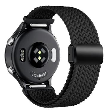 Imagem de Pulseira magnética de nylon trançado de liberação rápida de 20 mm compatível com Garmin Vivoactive 6/5/3, Venu/Venu Sq/Sq 2, Forerunner 55/165/245/645, alça elástica para estilos de vida ativos