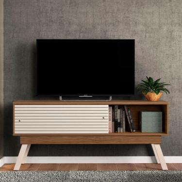 Imagem de Rack Tv 65 Pol 150cm Bancada Para Sala Orlin Naturale-off White M20 - D`rossi